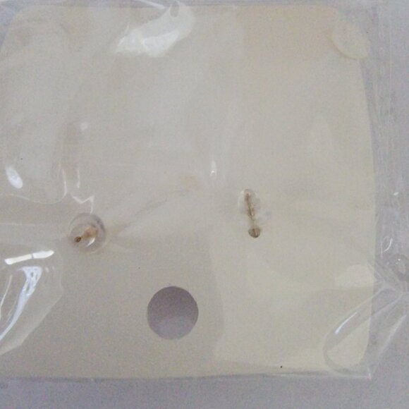 Faux Pearl Studs w Rhinestone Wrap in Gold Setting - Picture 3 of 3